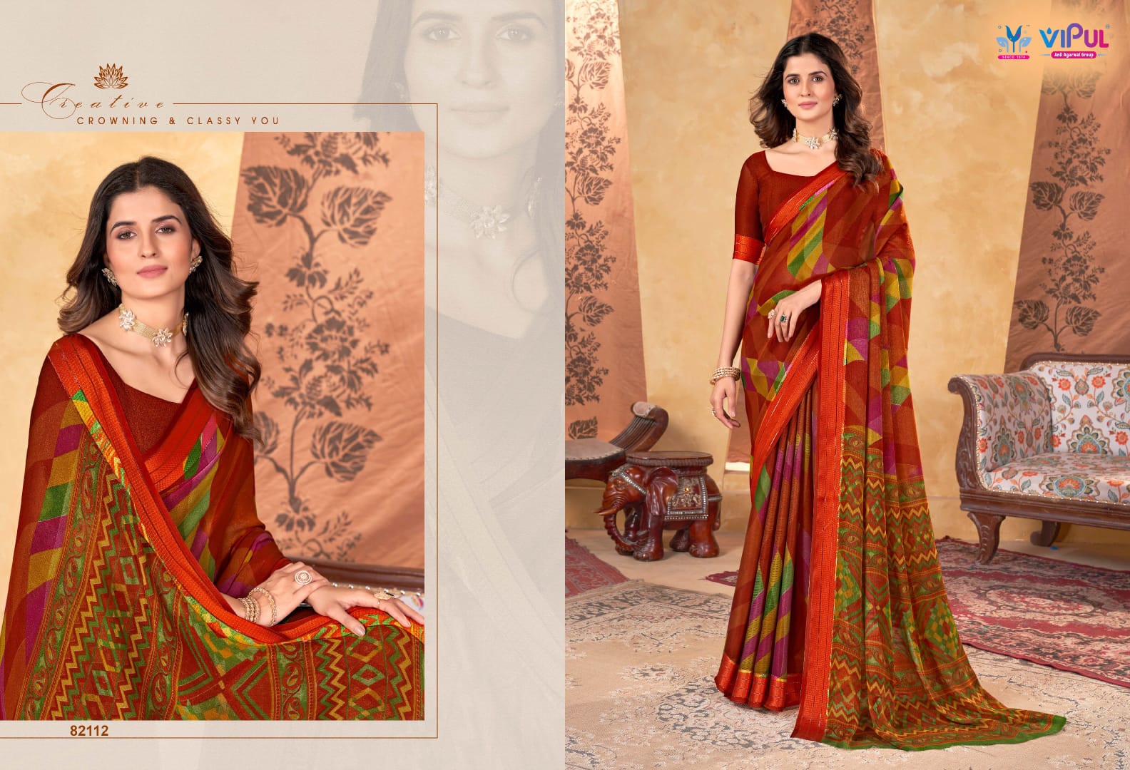 Madhvi Vol 2 By Vipul Shimer Chiffon Wholesale Saree Suppliers In Mumbai